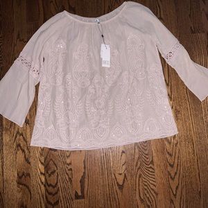 Boho cream colored peasant blouse